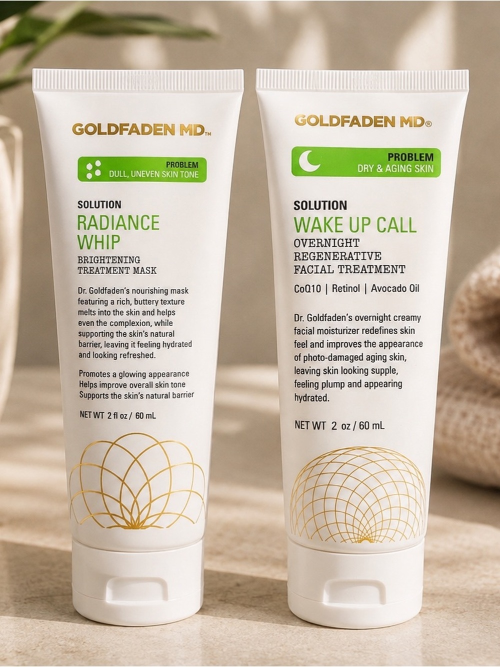 NEW Goldfaden MD Skincare Bundle Radiance Whip + Wake Up Call 60mL